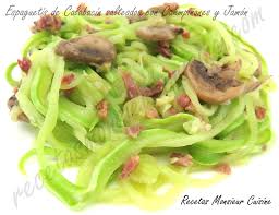 Recetas Monsieur Cuisine Espaguetis De Calabacin Salteados Con Champinones Y Jamon