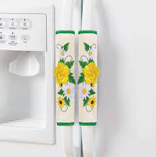 The covers can also add a fun pop of color to the kitchen and emphasize decor. Floral Refrigerator And Oven Handle Covers Set Of 3 Collections Etc