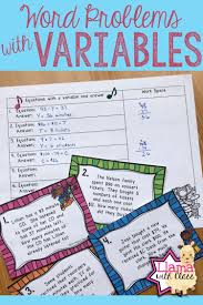 Variables In Word Problems Task Cards Word Problems Word Problems Task Cards Math Word Problems