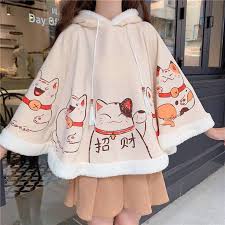 Winter Chinese Lucky Cat Cape Sd00146 Syndrome Cute Kawaii Harajuku Street Fashion Store Kawaii Clothes Korean Outfits Japanese Outfits