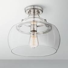 Charleston 13 1 2 Wide Brushed Nickel Ceiling Light 5n666 Lamps Plus Bathroom Light Fixtures Brushed Nickel Bathroom Light Fixtures Ceiling Bathroom Ceiling Light