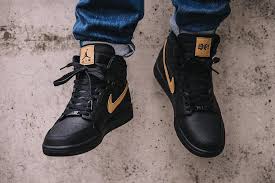 Air Jordan 1 Retro High Og Black And Gold Air Jordan 1 Retro High Bhm Patch Black Metallic Gold 2017 Sneakers Men Fashion Shoes Sneakers Jordans Sneaker Boots