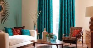 Accent Color Curtains On Plain Wall To Match Accent Wall Living Room Orange Curtains Living Room Teal Living Rooms