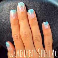 Gradient Teal Shellac Nails By Me Shellac Nail Designs Shellac Nails Summer Turquoise Nails