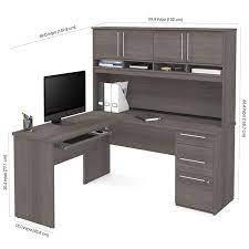 Based on your work, pick a desk that gives you ample storage and table space for your essentials. Bestar Innova Plus L Shaped Computer Desk With Hutch In Bark Gray 92421 47