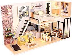Amazon Com Diy Tiny Dollhouse Beginner 3d Diy Dollhouse Kit Diy Dollhouse Kits For Adults Manual Educational Girls Toy With Led Lig Kit Homes Loft House House