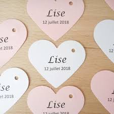 Totalement transparente, son illustration raffinée rendra votre boite à. Lot De 10 Etiquettes Papier Personnalisees Mariage Bapteme Forme Coeur Marque Place Un Grand Marche