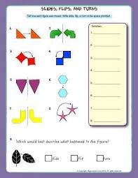 Worksheet Slides Flips And Turns Identify The Position Of A Shape Figure After A Slide Transformations Math Third Grade Math Worksheets Third Grade Math