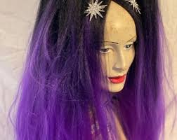 Gothic Goddess black & vibrant purple ombre high volume huge crimped  MissNeedles exclusive design Vampiress hair falls goth fetish kink