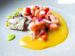 Ceviche Vom Lachs Mit Ofengerostetem Paprika Honig Senf Und Wasabi Mini Me Rezept Ceviche Kalte Gerichte Lebensmittel Essen