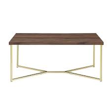 This coffee table is built from ash and walnut. 42 Inch Mid Century Modern Coffee Table Dark Walnut Gold By Walker Edison