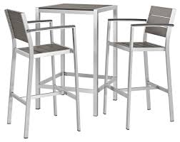 Product title 3 piece bar table set, industrial bar stool table se. Modern Outdoor Bar Stool And Table Set Aluminum Metal Steel Gray Contemporary Outdoor Pub And Bistro Sets By House Bound 14423 Houzz