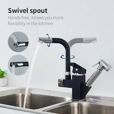 Robinets de cuisine avec douchette ‒ guide d'achat, classement et tests en 2020. Auralum Top Robinet De Cuisine 360 Rotatif Mitigeur Multifonctionnel Avec Douchette Etirable Couleur Noir Lk616 N