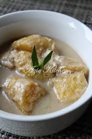 Ambil wadah lalu masukan isi pisang , tepung terigu , gula pasir , susu putih dan garam. Pengat Pisang Nangka Azie Kitchen