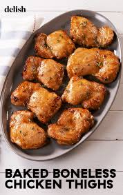 Baked Boneless Chicken Thighs That Will Never Dry Out On You Recipe Boneless Chicken Thigh Recipes Cooking Boneless Chicken Thighs Baked Boneless Chicken Thighs