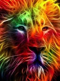 Rainbow Lion Of Judah Imagine Him Chasing The Colorful Giraffe Pinned Elsewhere On This Board Colorful Lion Fractal Art Art