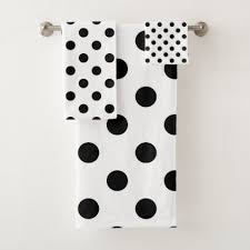 Black And White Polka Dot Hand Towels Black White Polka Dots Dot Bath Towel Set Zazzle Com Towel Set Bath Towel Sets Bath Towels