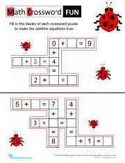 Crossword puzzles are wonderful tools to boost a child's logical reasoning and critical thinking skills. Math Crossword Puzzles For Kids Fill In The Blanks Of Each Crossword Puzzle To Make The Addition Equations True Copyright 2013 2014 Education Com Course Hero