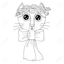 Arteza coloring art set, colored pencils 48 and coloring book with 72 unique designs, art supplies for relaxation and stress relief 4.4 out of 5 stars 62 dual brush marker pens for coloring books, tanmit fine tip coloring marker & brush pen set for journaling note taking writing planning art project Cartoon Cat With Flower On The Head For Coloring Book Or Pages Royalty Free Cliparts Vectors And Stock Illustration Image 122606309