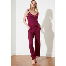 Men's pajamas, sleepwear & loungewear. Trendyol Murdum Lace Viscose Knitted Pyjama Set