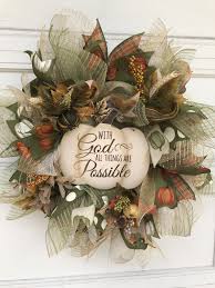 With God All Things Are Possible Fall Deco Mesh Wreath Fall Deco Mesh Wreath Fall Mesh Wreaths Fall Deco Mesh