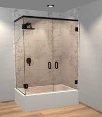 Bypass door kits are available in a variety of styles that include clear tempered glass doors and etched glass with designs. Double Dual Swinging Bathtub Doors Dulles Glass