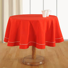 Christmas Red Table Linen 6 Seater Round Tablecloth Premium Cotton Fabric 72 Inch Diameter From Shalinindia Home Decor Table Linens Round Tablecloth Fur