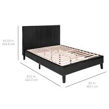 Check spelling or type a new query. Best Choice Products Modern Queen Size Faux Leather Platform Bed Frame W Wooden Slats Headboard Footboard Black Walmart Com Walmart Com