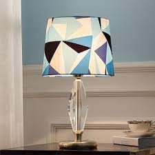 Small size is perfect for a pair of nightstands, bedside tables, or end tables. Single Bedside Night Table Light Modernism Blue Nightstand Lamp With Drum Patterned Fabric Shade Beautifulhalo Com
