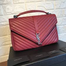 Ysl Saint Laurent College Bag Red Color Original Leather Large Size 32cm Bags Saint Laurent College Bag Ysl Bag