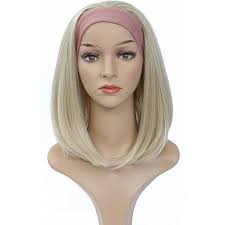 Amazon.com : Lydell Short Straight Bob Headband Wigs 3/4 wig short half  Synthetic hair wig (613 Pale Blonde) : Beauty & Personal Care