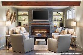 Stackable Stone Fireplace With Built Ins On Each Side For Traditional Living Room And Swivel Ch Basement Living Rooms Long Narrow Living Room Long Living Room