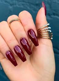 These adhesive stickers are applied to the nail bed and can be tailored to fit any nail shape to help you sculpt acrylic tips. 30 Gorgeous Burgundy Nail Color With Designs Follow Lifestyle Burgundy Acrylic Nails Nail Designs Burgundy Nails