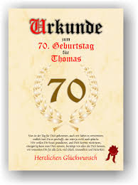Urkunde Zum 70 Geburtstag Geschenkidee Geburtstagsurkunde