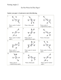 Some of the worksheets for this concept are adjacent and vertical angles, naming angles, math 8 name classify date block, identifying pairs of angles 1, angle pairs work pdf, name the relationship complementary linear pair, assignment date period, naming triangles by sides and angles work. Naming Angles 2 Worksheet For 10th Grade Lesson Planet