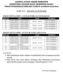 Jadual kuliah ums semester 2 2016/2017. Jadwal Uas Mk Komputer Analisis Data Semester Genap 2015 2016