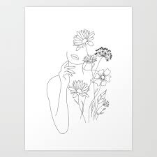 Maybe you would like to learn more about one of these? Minimal Line Art Woman With Flowers Iii Art Print By Nadja Society6