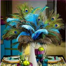 Hot Sale Wholesale 100 Pcs 20 30 Cm Beautiful Peacock Feathers Natural Eye By Diy De Peacock Wedding Theme Peacock Centerpieces Peacock Wedding Decorations