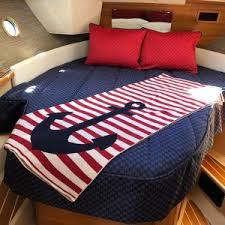 V Berth Bedding Set Up Custom Mattress Toppers For Ranger Tugs Cutwater Boats Boat Bed Ranger Tugs Boat Interior Design