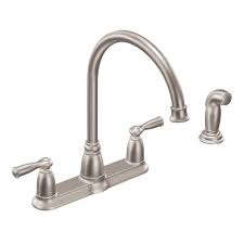 This causes the faucet to begin to drip or leak. Moen Banbury High Arc 2 Handle Standard Kitchen Faucet With Side Sprayer In Spot Resist Stainless Ca87000srs The Home Depot