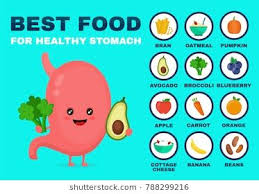 Best Food For Strong Stomach Strong Healthy Stomach Character Vector Flat Cartoon Illustration Icon Isolated On Blue Backg Healthy Stomach Healthy Best Foods