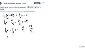 Check spelling or type a new query. Nilai X Yang Memenuhi Persamaan 1 4 X 10 2 3 X 5 Adalah Youtube