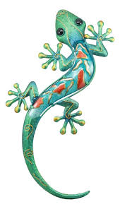 Ebros Crawling Green Metal Lizard Gecko With Blue Glass Body Wall Decor 18 5 L Gecko Wall Art Colorful Lizards Wall Art Plaques