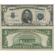 They feature a blue seal and blue ink serial numbers. 1934 5 Silver Certificate Blue Seal Note Nov 03 2012 Coin Dealer In Ca Silver Certificate Dollar Banknotes Money