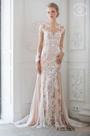 Wedding Dress With Illusion Necklane And Lace Sleeves In Champagne Colour Perfect Choice For Winter Wedding Wedding Dresses Dresses Best Wedding Dresses