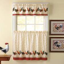 Chf Industries Chf Industries Morning Rooster 36 In Kitchen Curtain Set White B Kitchen Curtains And Valances Country Kitchen Curtains Rooster Kitchen Decor