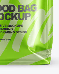 Metallic Food Bag Mockup Front View In Bag Sack Mockups On Yellow Images Object Mockups