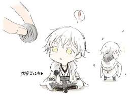 刀剣乱舞 小さい鶴丸さんに100円を渡してみた とある審神者 とうらぶ速報 刀剣乱舞まとめブログ かわいいチビ ちびキャラ イラスト 刀剣 乱舞