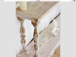 White Washed Sofa Table With Reclaimed Balusters Diy Sofa Table Rustic Home Decor Cheap Rustic Entry Table