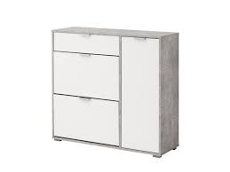Meuble a chaussure blanc placard chaussure tiroir banc avec rangement chaussures etagere chaussures banc entree vente meuble garde robe idées pour la maison. Meubles A Chaussures Arietta 2 Abattants Blanc Beton
